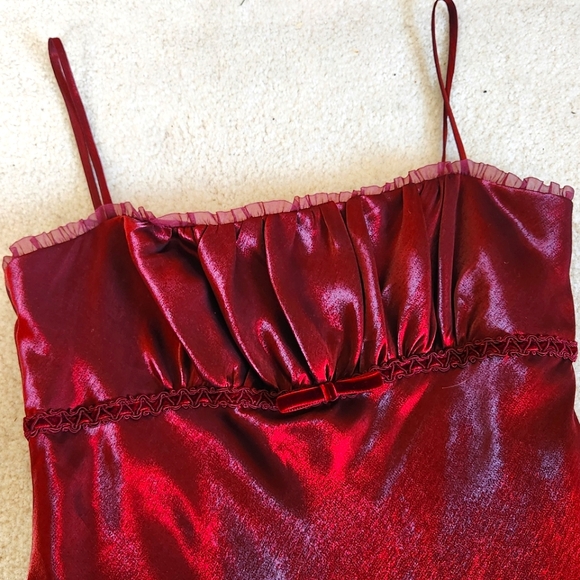 90s Y2K Fairy Whimsygoth Milkmaid coquette prom Red Satin shimmer 8 - Picture 2 of 14